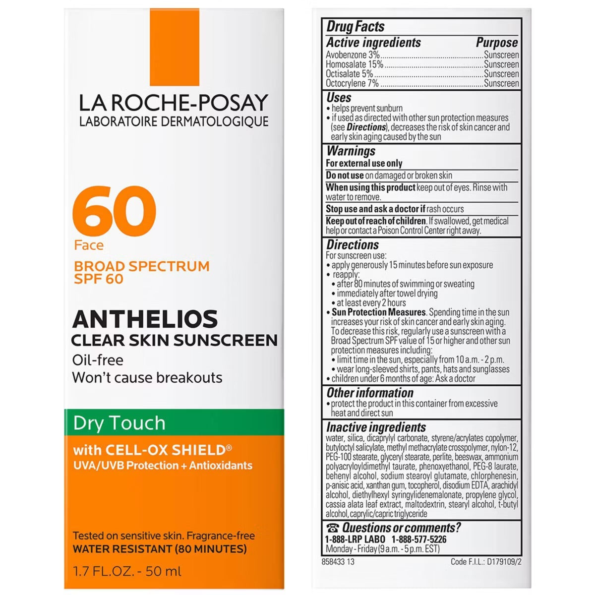Protector solar La Roche-Posay Anthelios Clear Skin Dry Touch Face Sunscreen- SPF 60